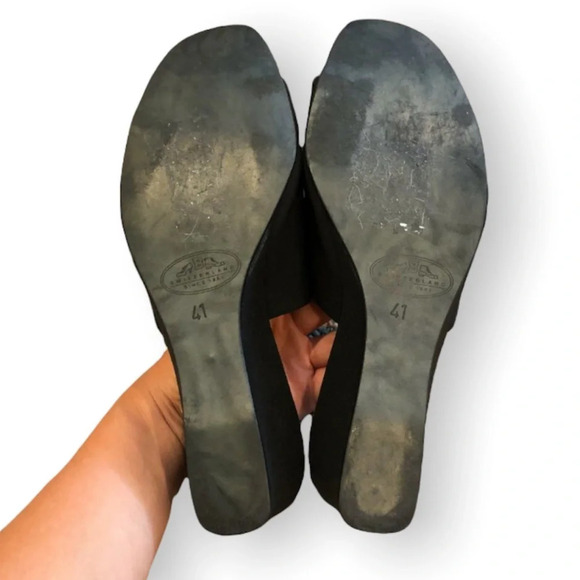 BALLY Black Open Toe Slip On Sandals Wedges 41 - Picture 4 of 5